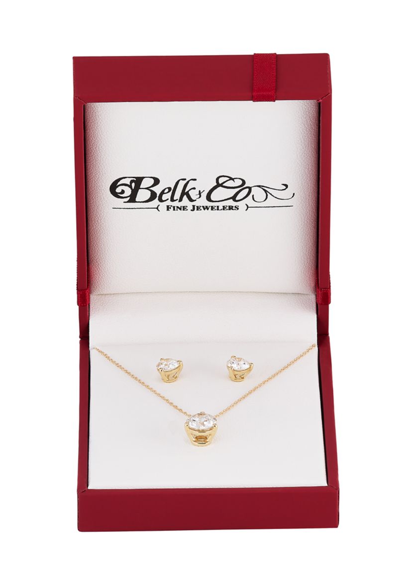 2.5 ct. t.w. Lab Grown Diamond Earrings and Pendant with 18" Rope Chain in 10K Yellow Gold