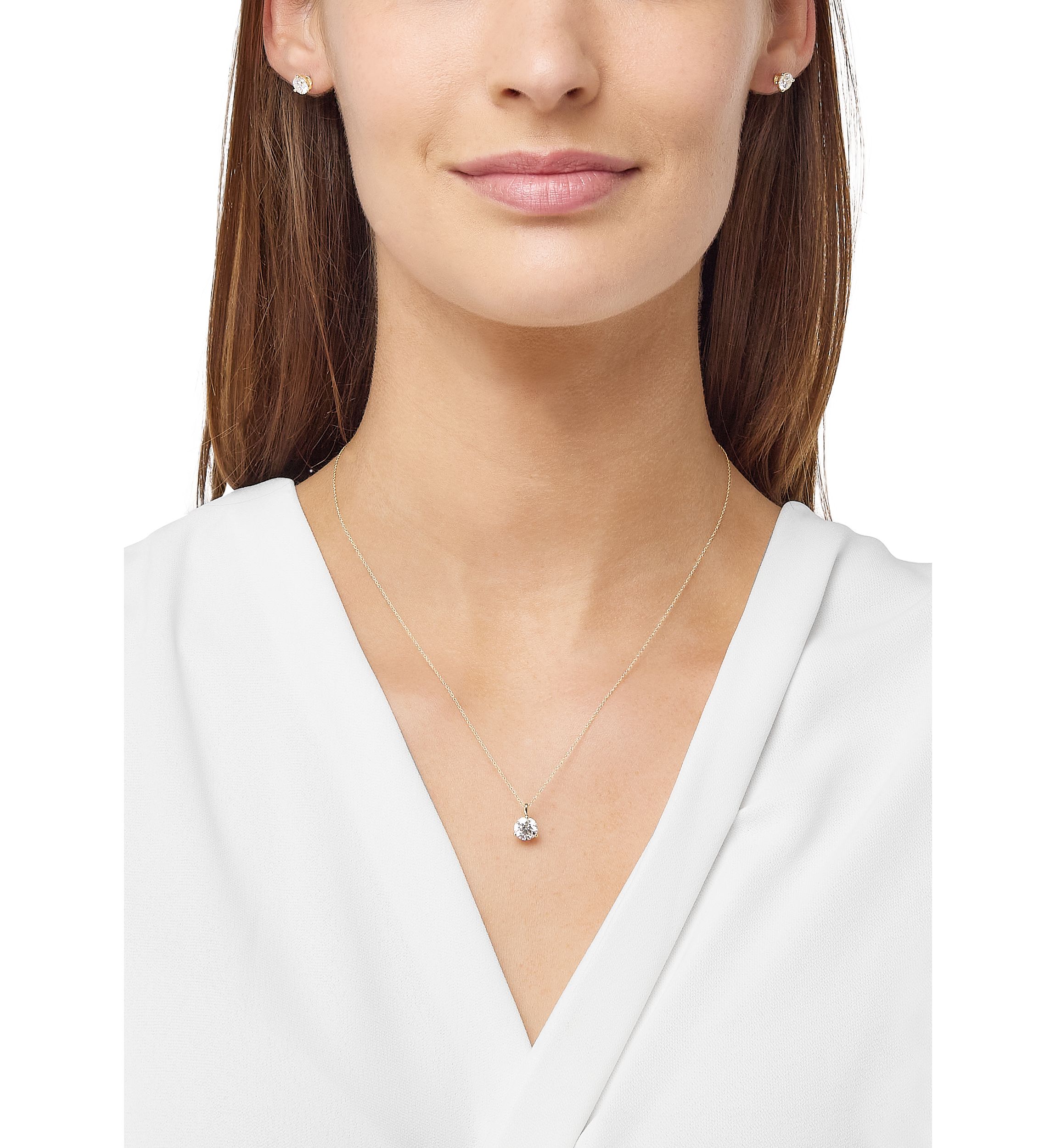 2.5 ct. t.w. Lab Grown Diamond Earrings and Pendant with 18" Rope Chain in 10K Yellow Gold
