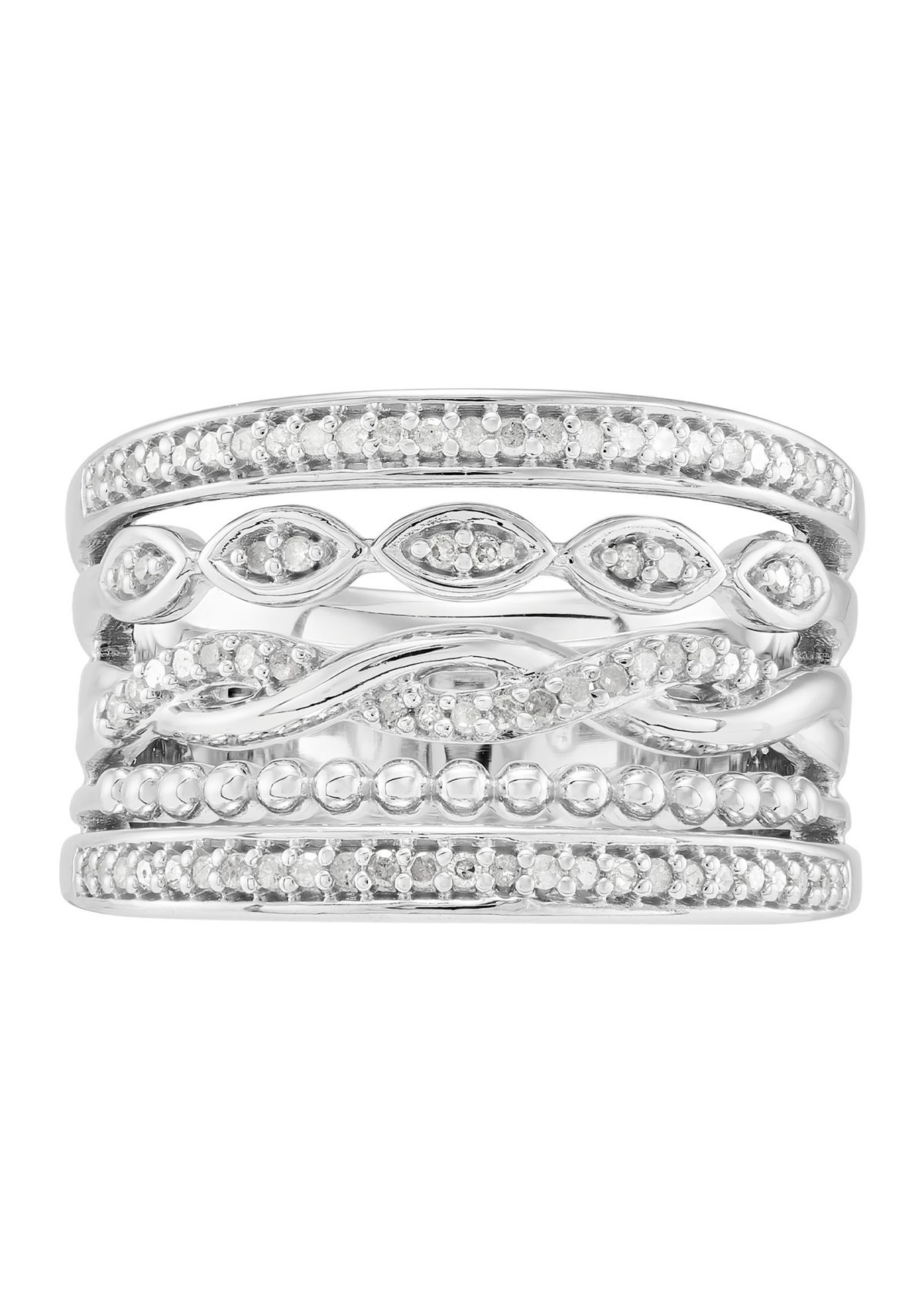 1/4 ct. t.w. Diamond Stack Ring in Sterling Silver