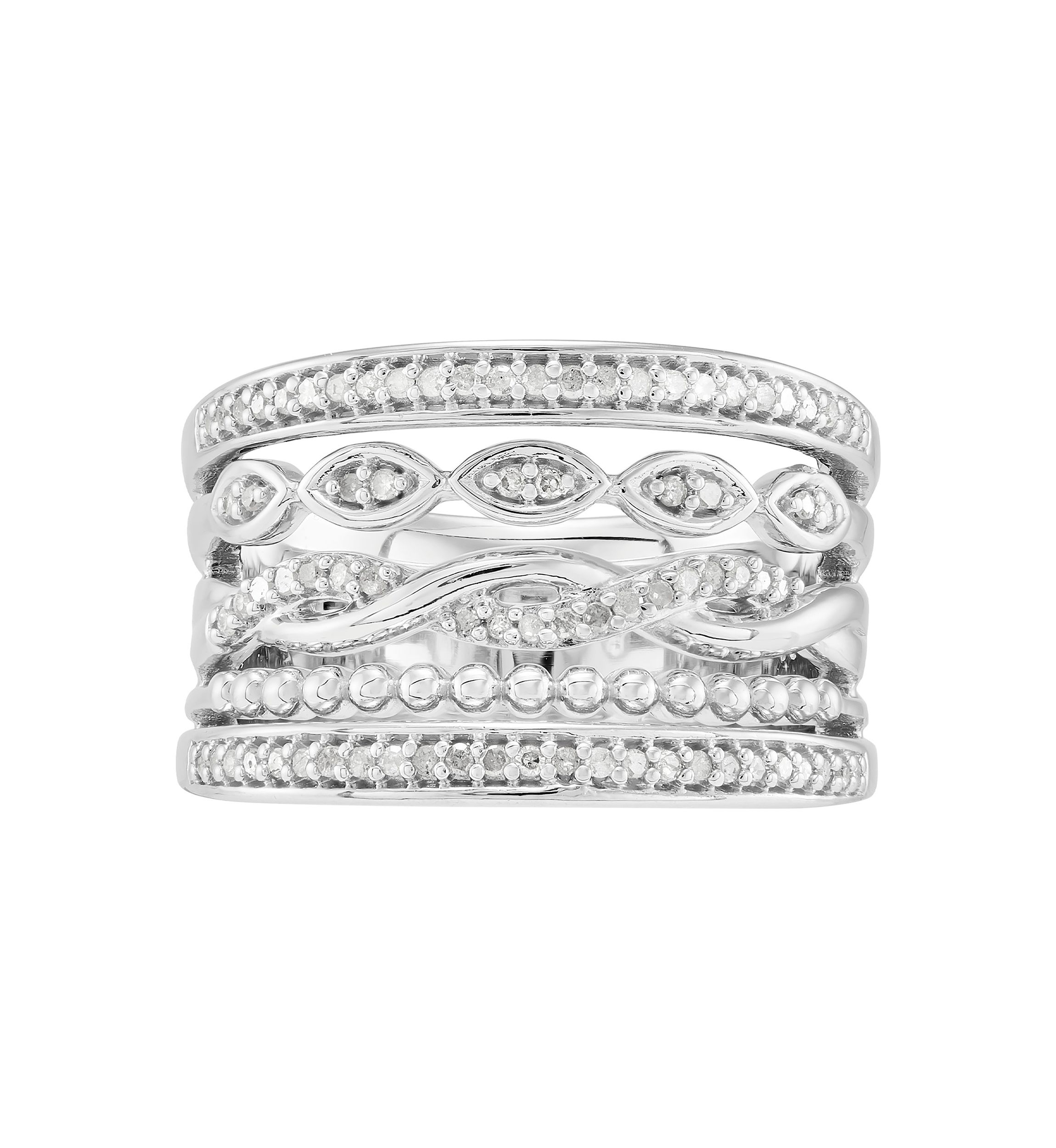 1/4 ct. t.w. Diamond Stack Ring in Sterling Silver