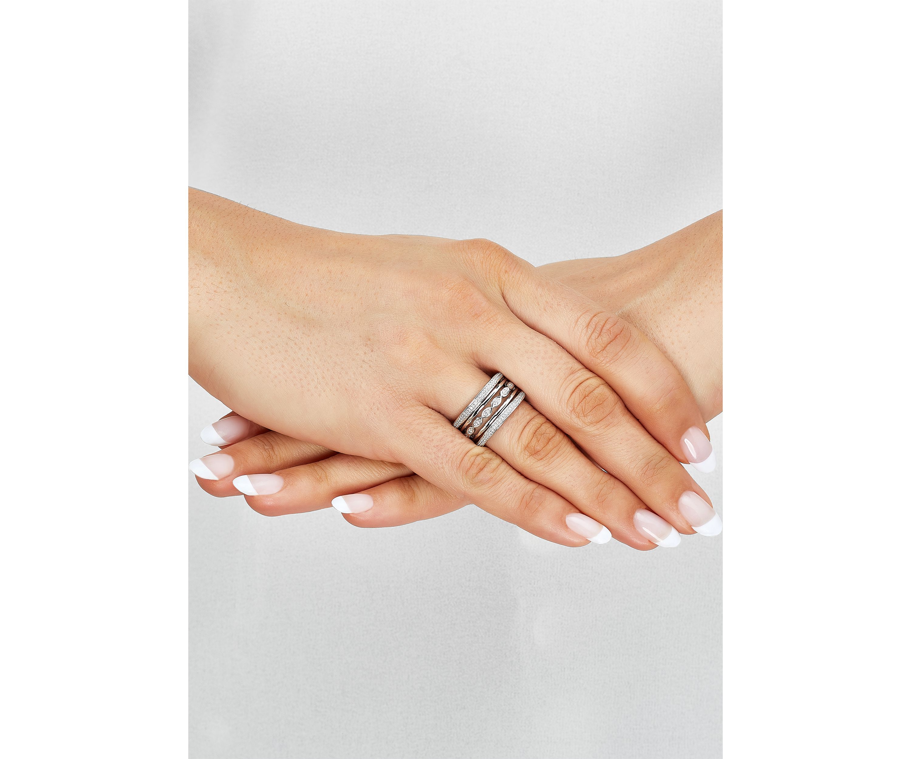 1/5 ct. t.w. Diamond Stack Ring in Sterling Silver