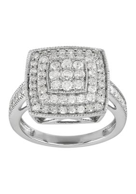 Belk & Co. 1 ct. t.w. Square Diamond Ring in Sterling Silver | belk