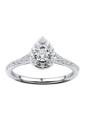 Belk & Co 3/8 Ct. T.w. Lab Created Pear Diamond Ring In Sterling Silver