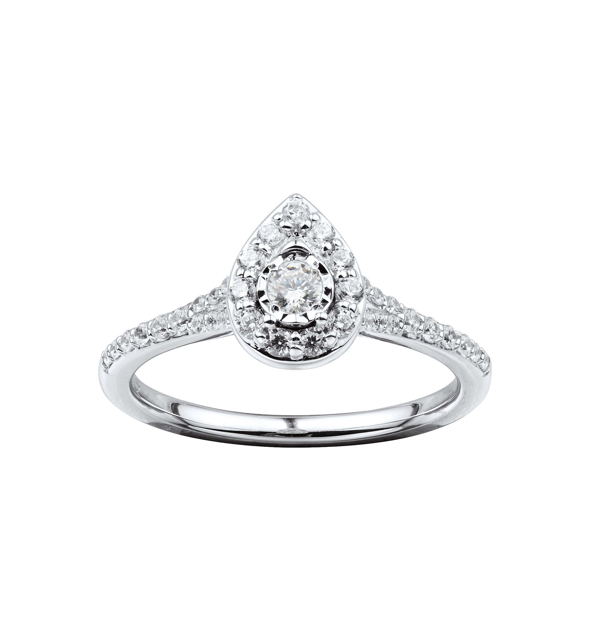 3/8 ct. t.w. Lab Created Pear Diamond Ring in Sterling Silver