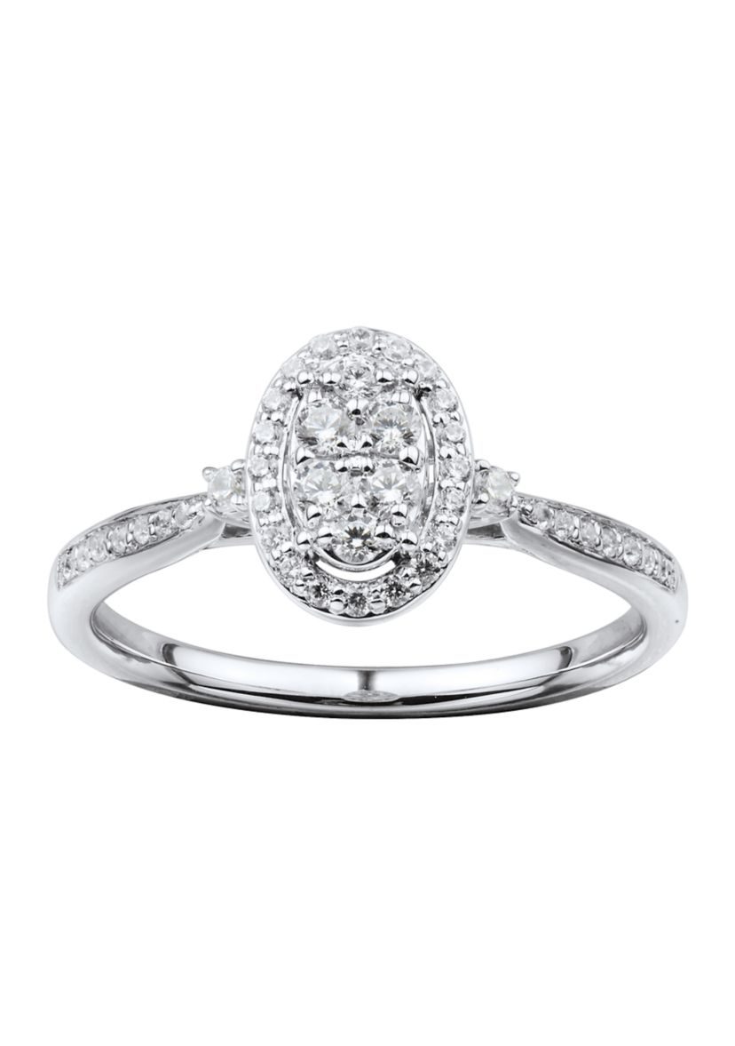 1/3 ct. t.w. Lab Created Diamond Oval Ring in Sterling Silver