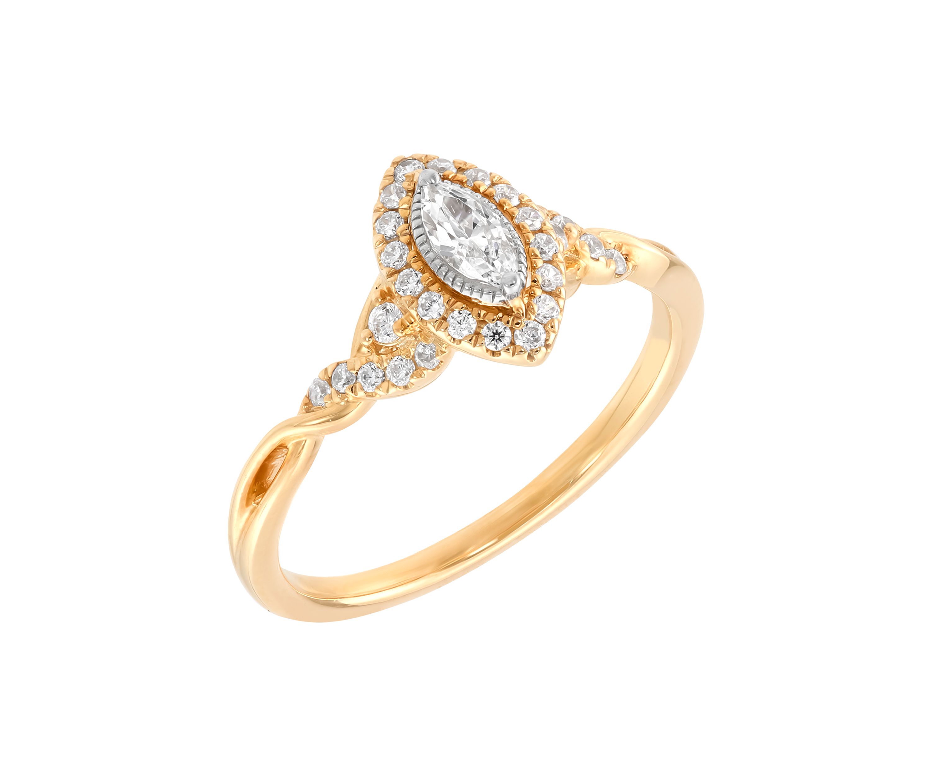1/3 ct. t.w. Lab Grown Diamond Halo Ring in 10K Yellow Gold