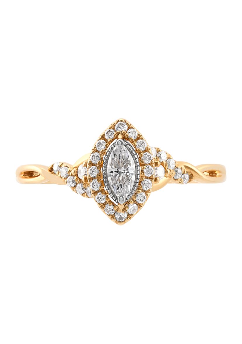 1/3 ct. t.w. Lab Grown Diamond Halo Ring in 10K Yellow Gold