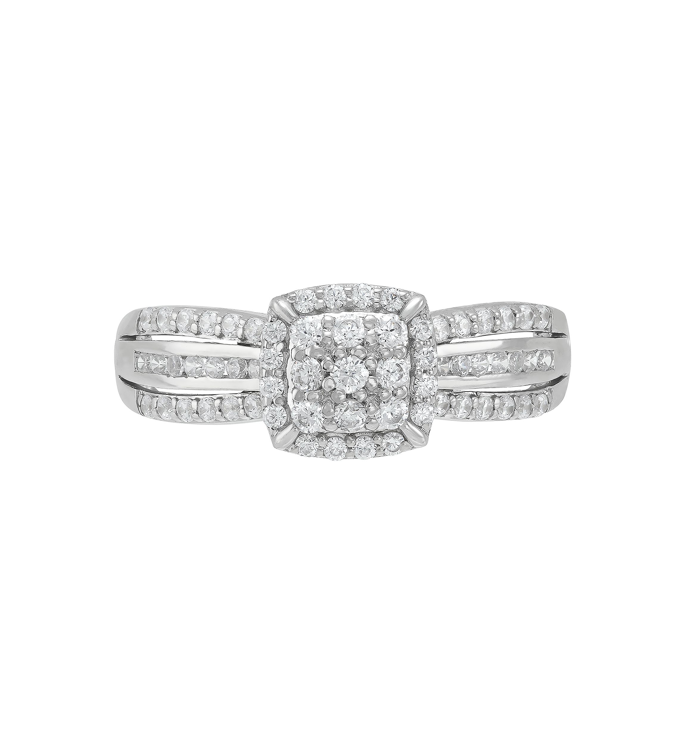 Lab Grown 1/2 ct. t.w. Lab Diamond Halo Ring in Sterling Silver