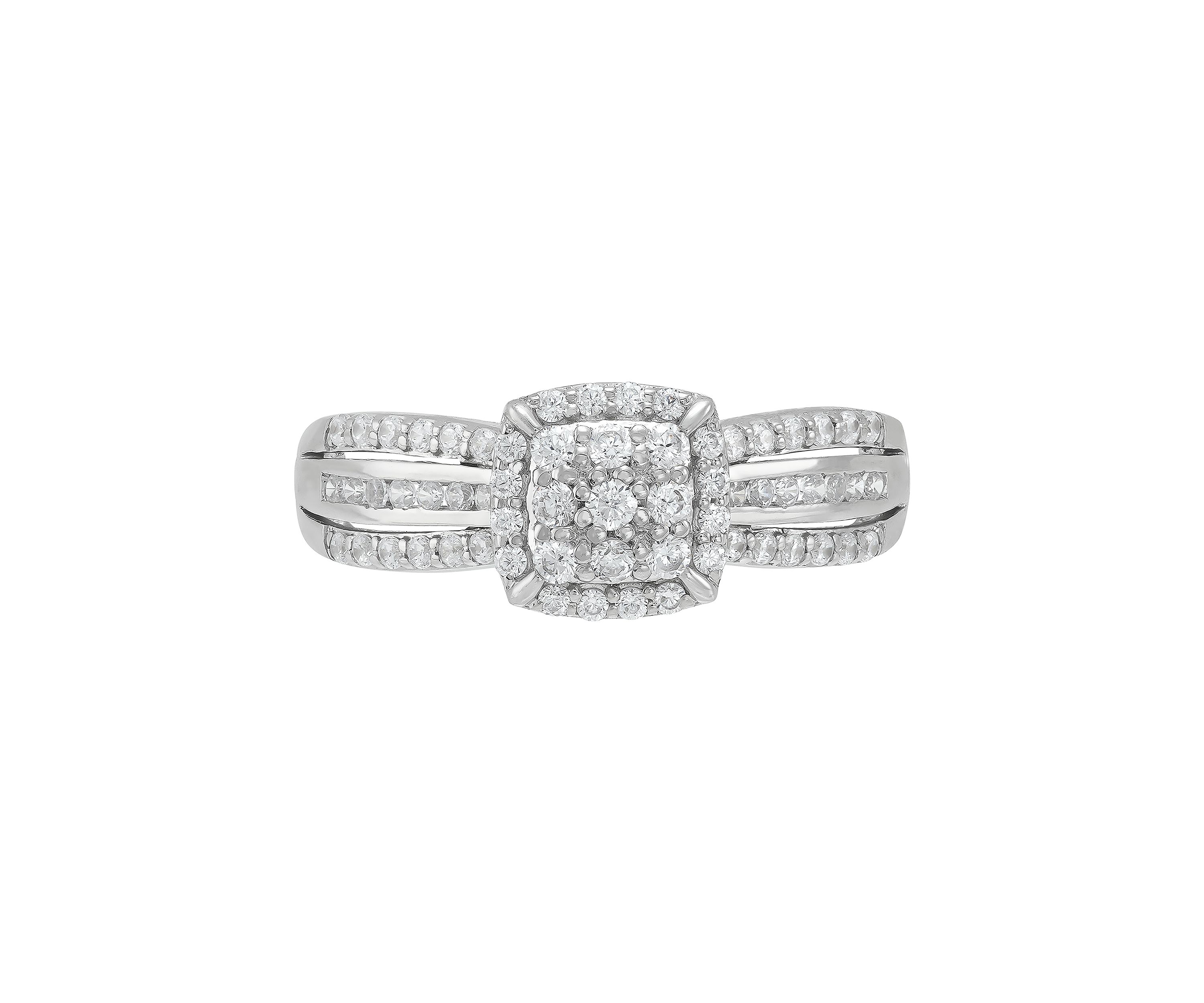 Lab Grown 1/2 ct. t.w. Lab Diamond Halo Ring in Sterling Silver