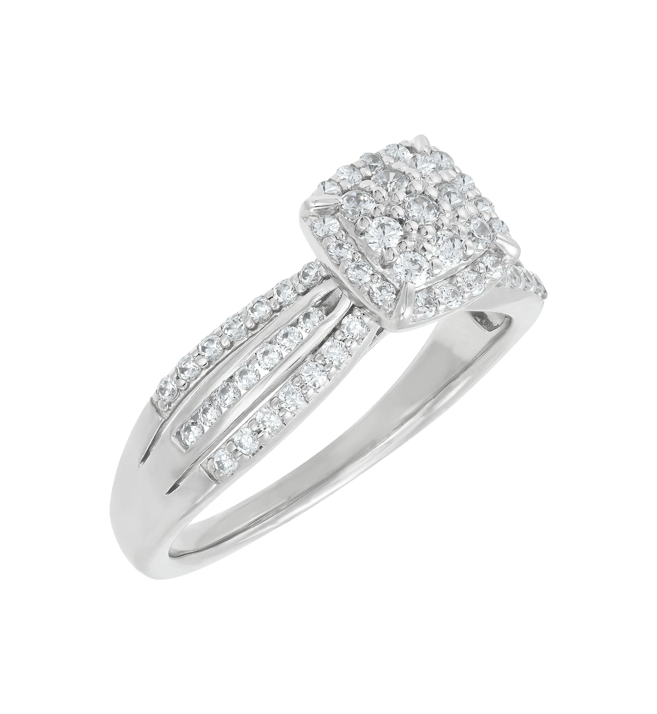 Lab Grown 1/2 ct. t.w. Lab Diamond Halo Ring in Sterling Silver
