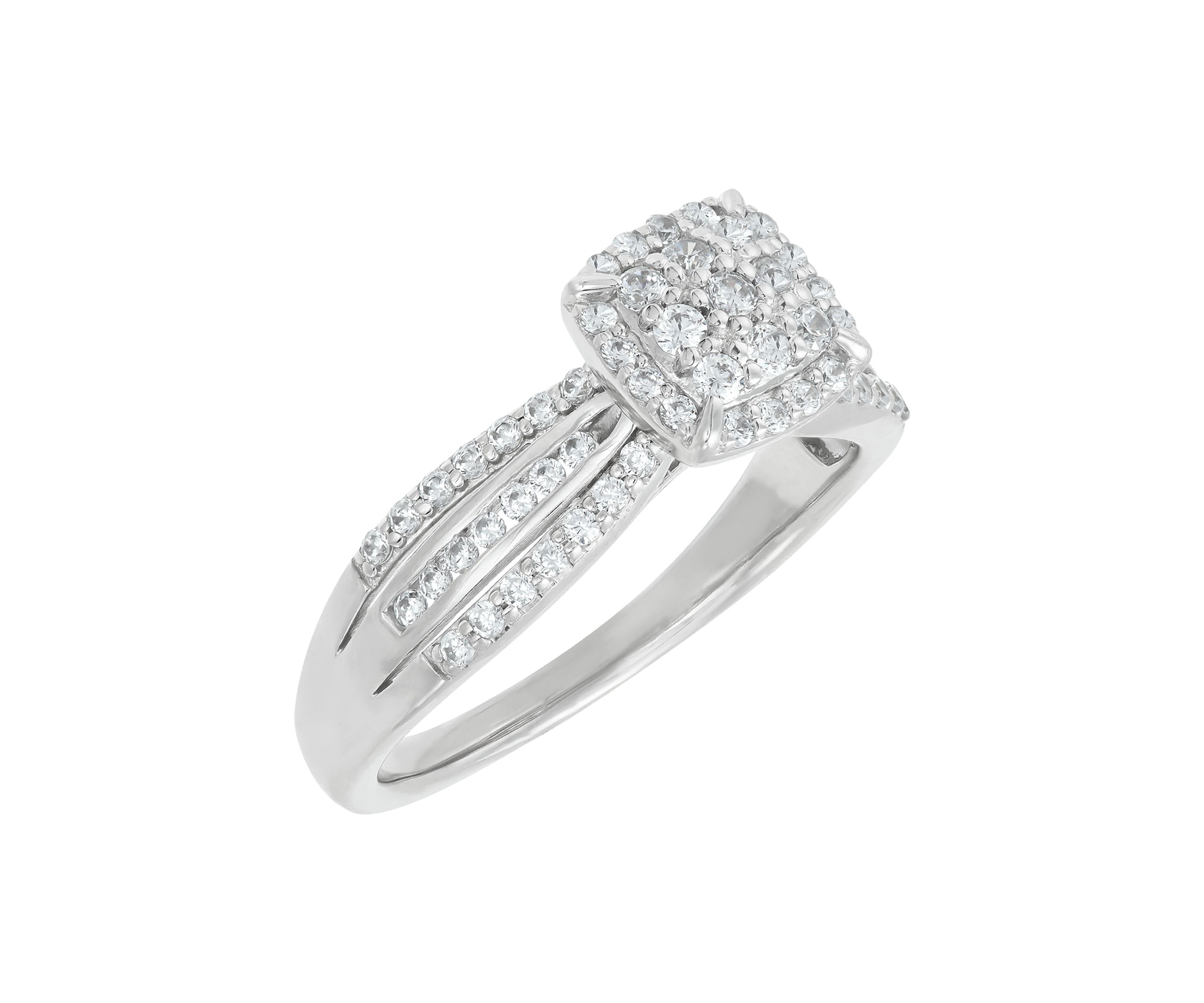 Lab Grown 1/2 ct. t.w. Lab Diamond Halo Ring in Sterling Silver