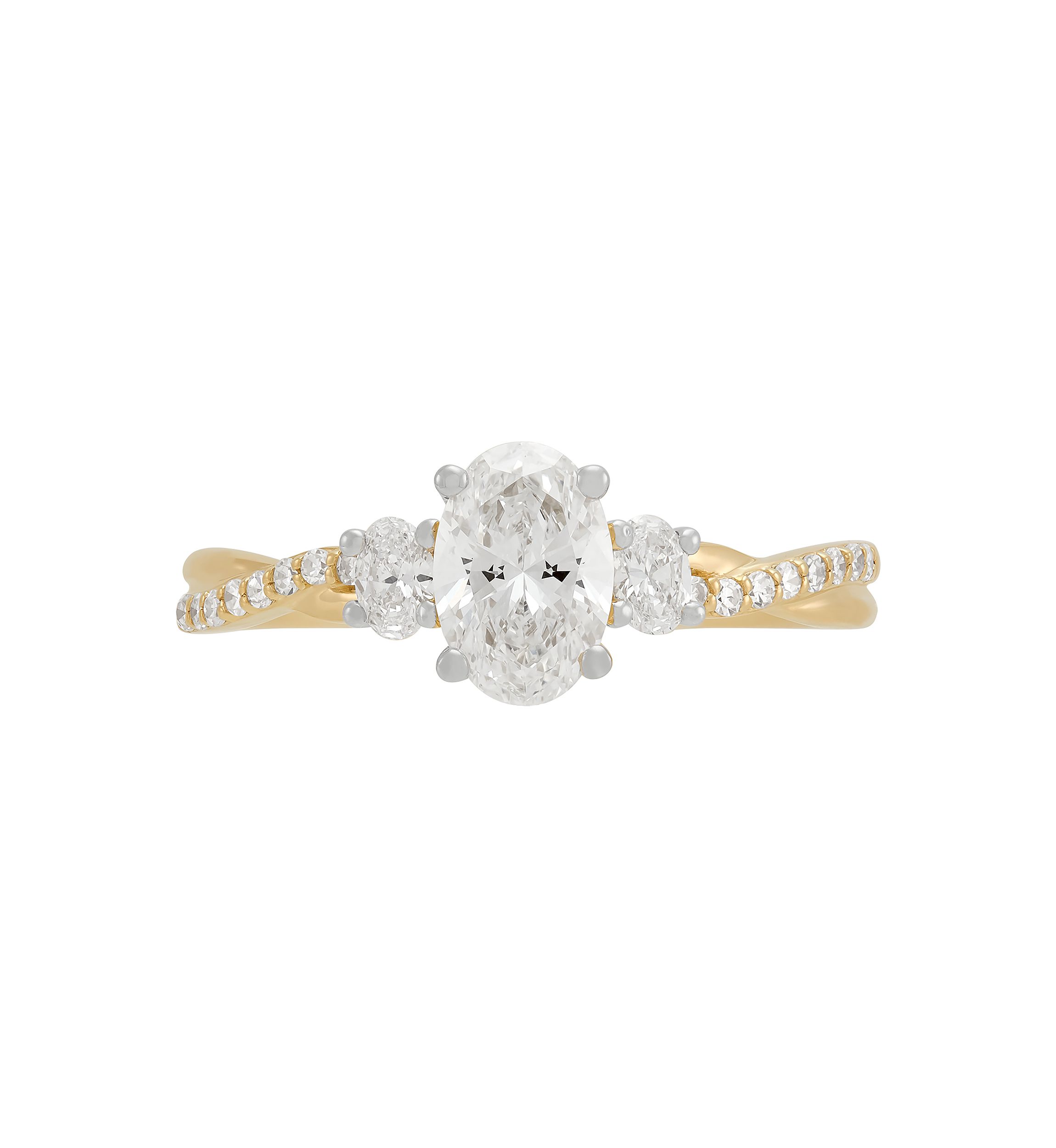 1 ct. t.w. Lab Grown Diamond Oval Center Ring in 10K Yellow Gold