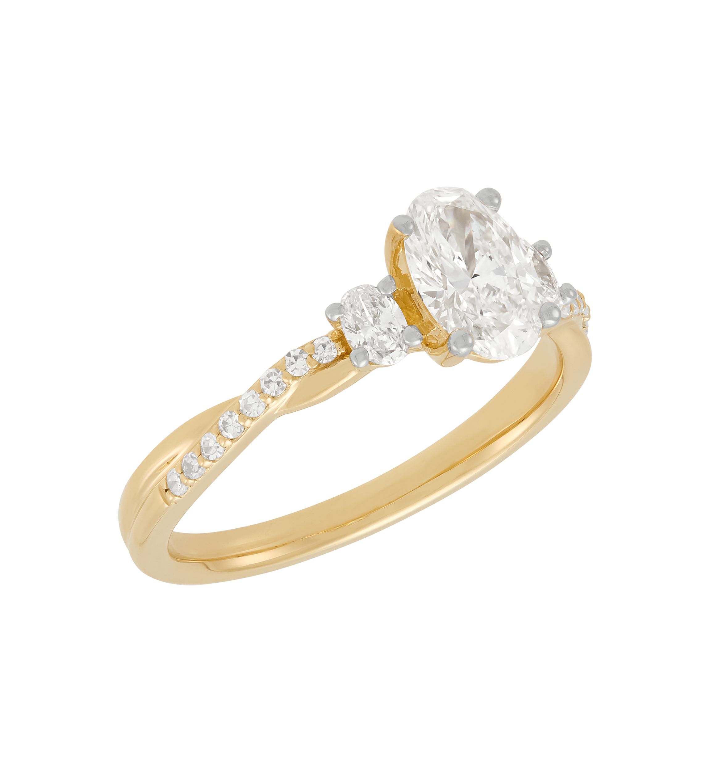 1 ct. t.w. Lab Grown Diamond Oval Center Ring in 10K Yellow Gold