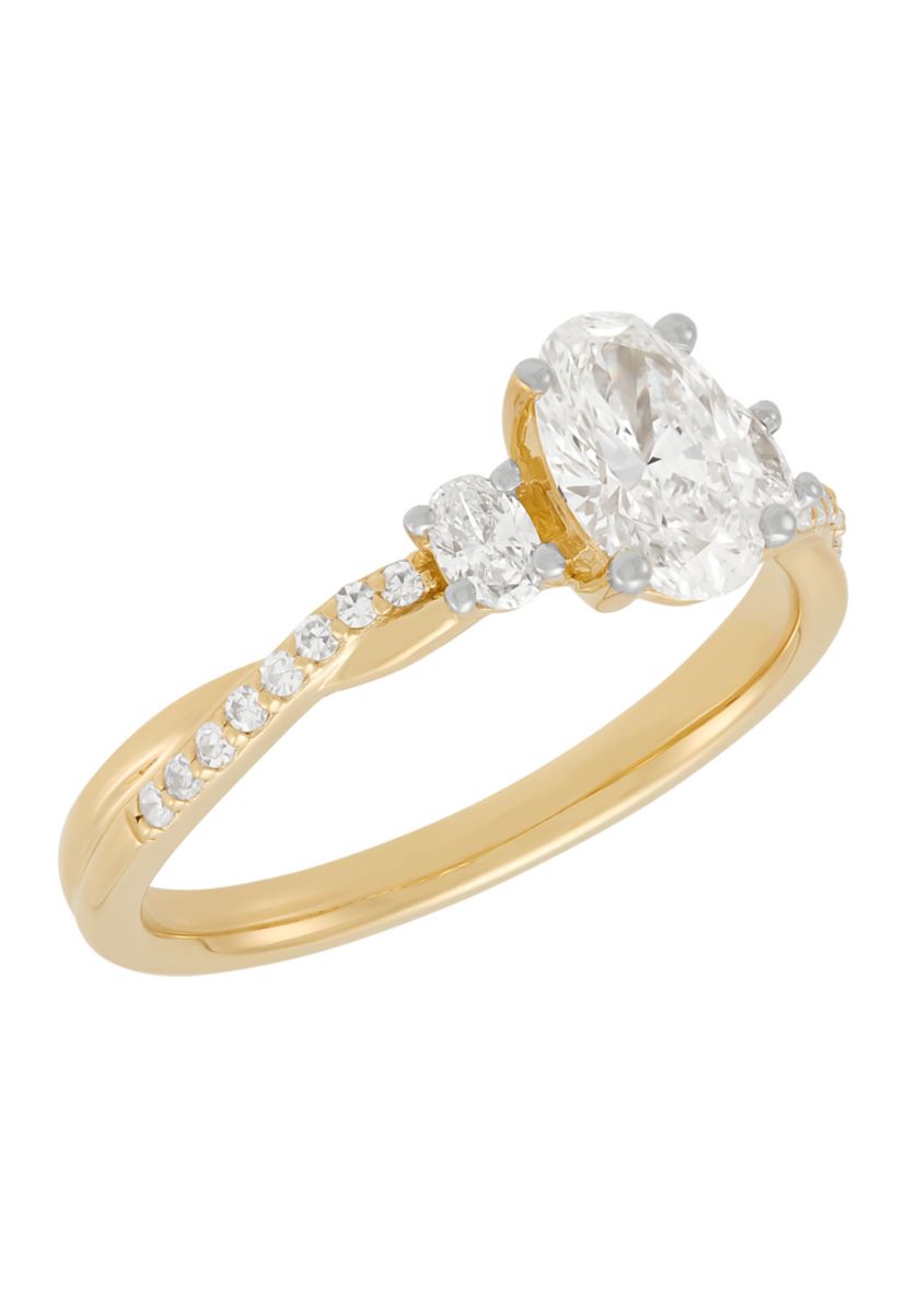 1 ct. t.w. Lab Grown Diamond Oval Center Ring in 10K Yellow Gold
