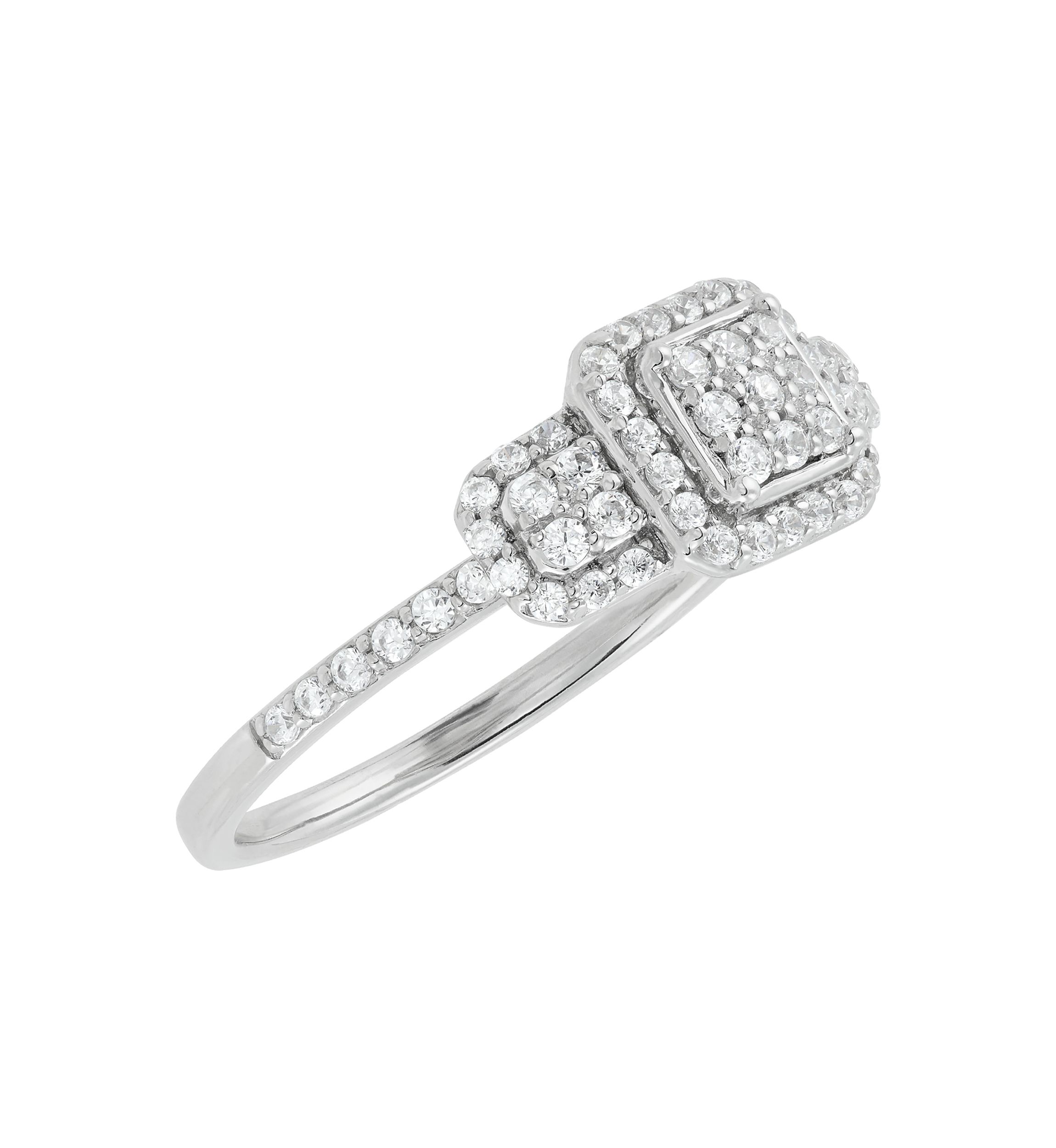 1/2 ct. t.w. Lab Grown Diamond Halo Ring in Sterling Silver