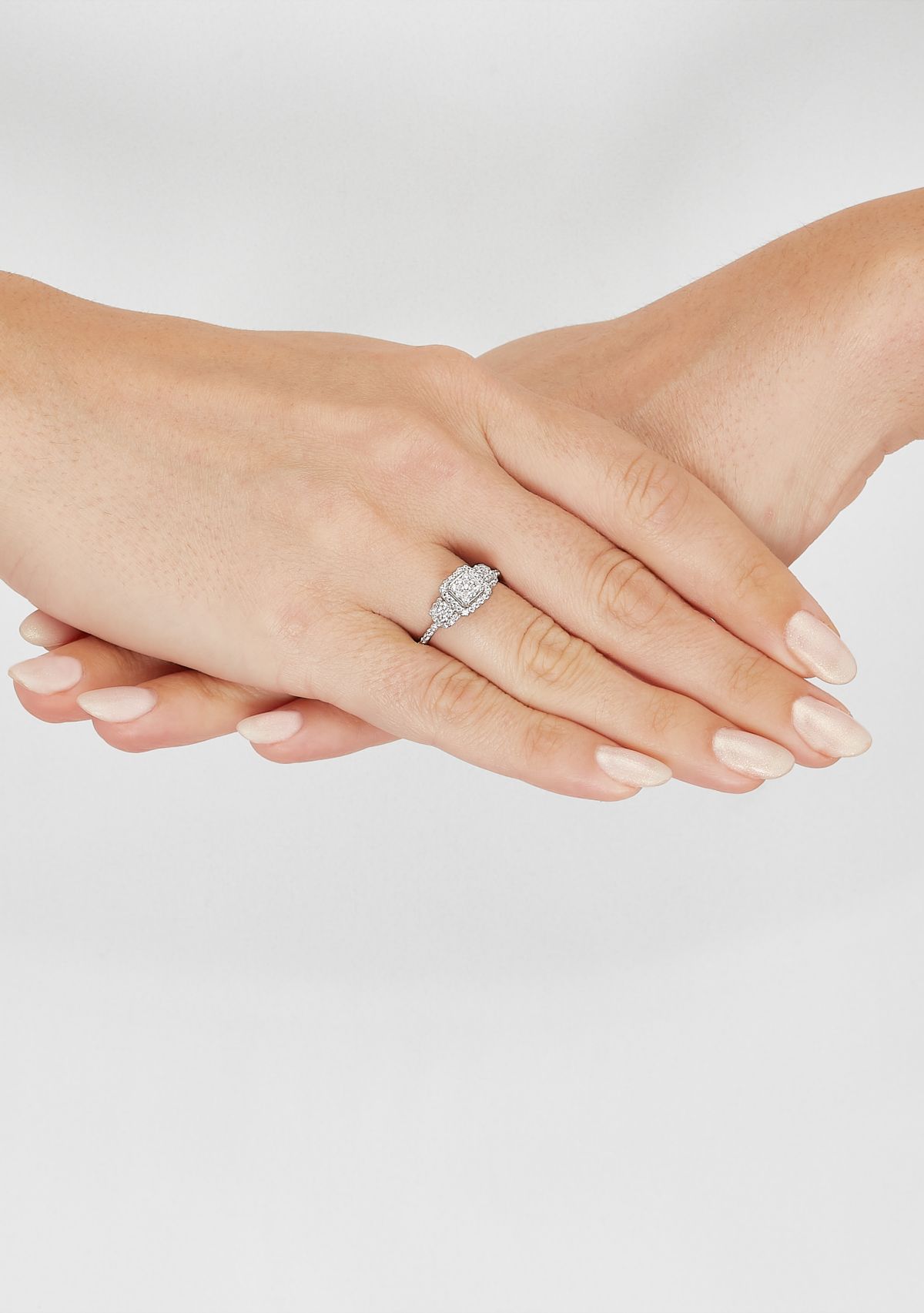 1/2 ct. t.w. Lab Grown Diamond Halo Ring in Sterling Silver