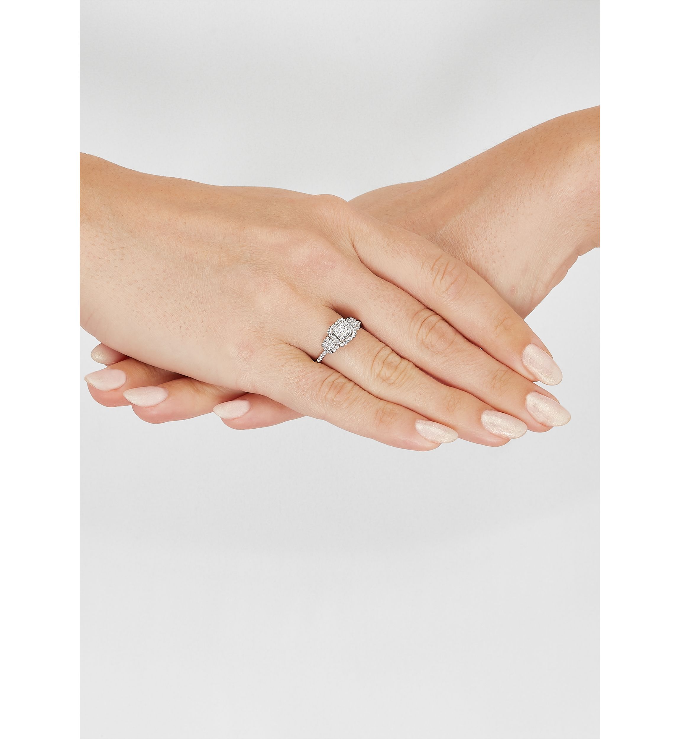 1/2 ct. t.w. Lab Grown Diamond Halo Ring in Sterling Silver