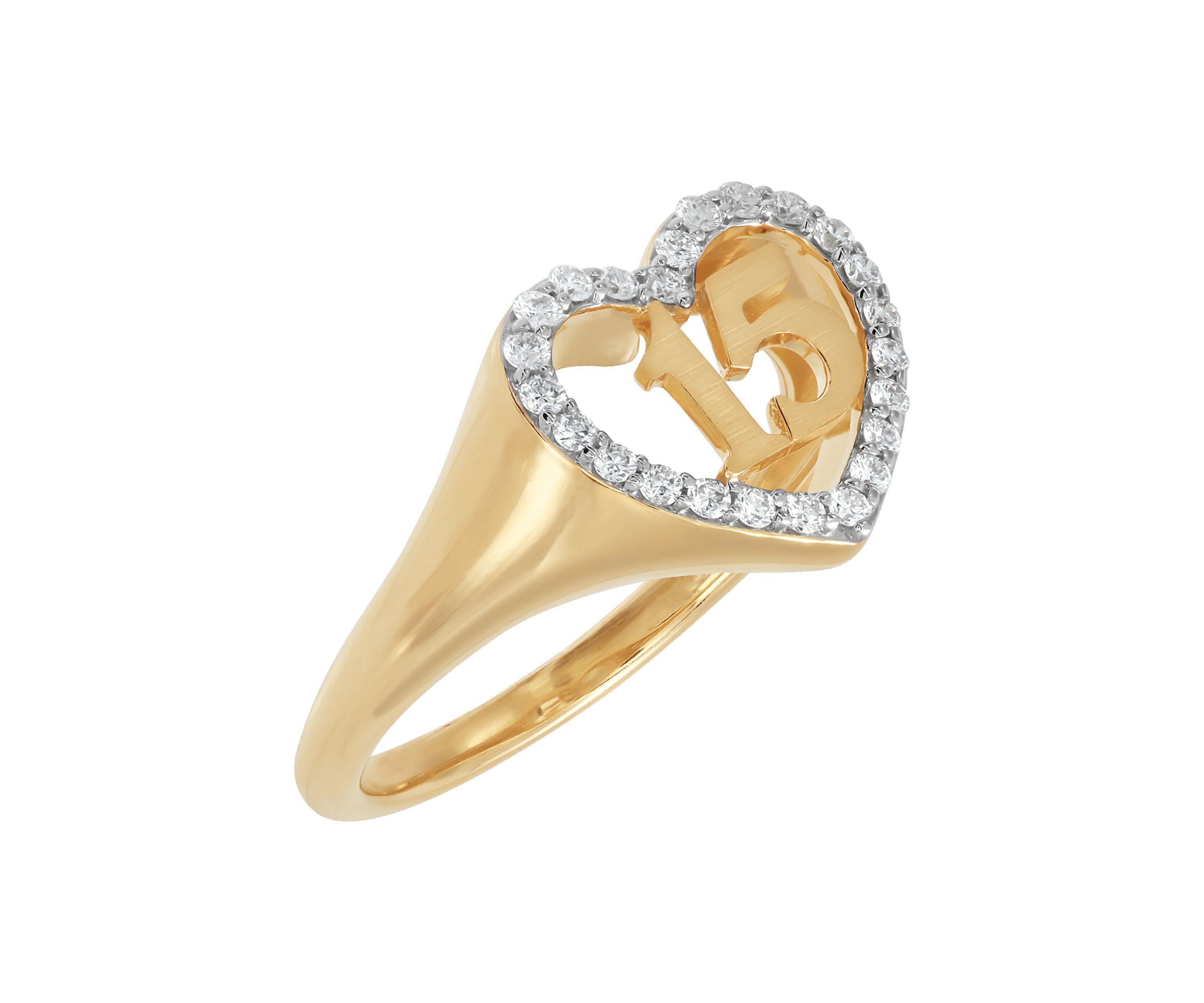 1/4 ct. t.w. Lab-Grown Diamond Heart Ring in 10K Yellow Gold