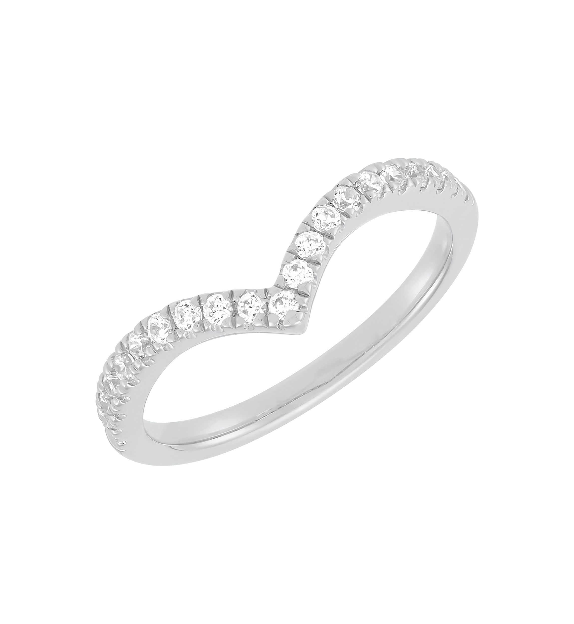 1/4 ct. t.w. Lab Grown Diamond Chevrons Ring in 10K White Gold