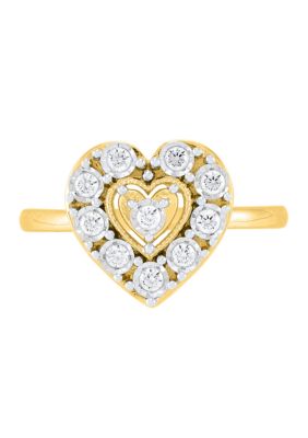 Belk & Co 1/4 ct. t.w. Lab Grown Diamond Heart Ring in Gold Over Sterling Silver, 7