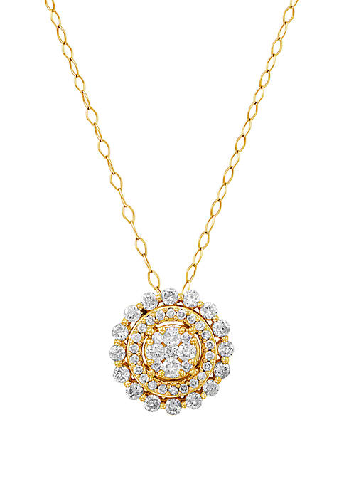 1 ct. t.w. Diamond Pendant Necklace in 10k Yellow Gold