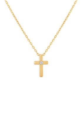 Belk & Co 1/10 Ct. T.w. Diamond Cross Pendant Necklace In 10K Yellow Gold