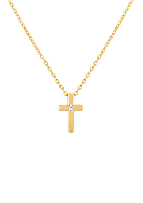 1/10 ct. t.w. Diamond Cross Pendant Necklace in 10K Yellow Gold