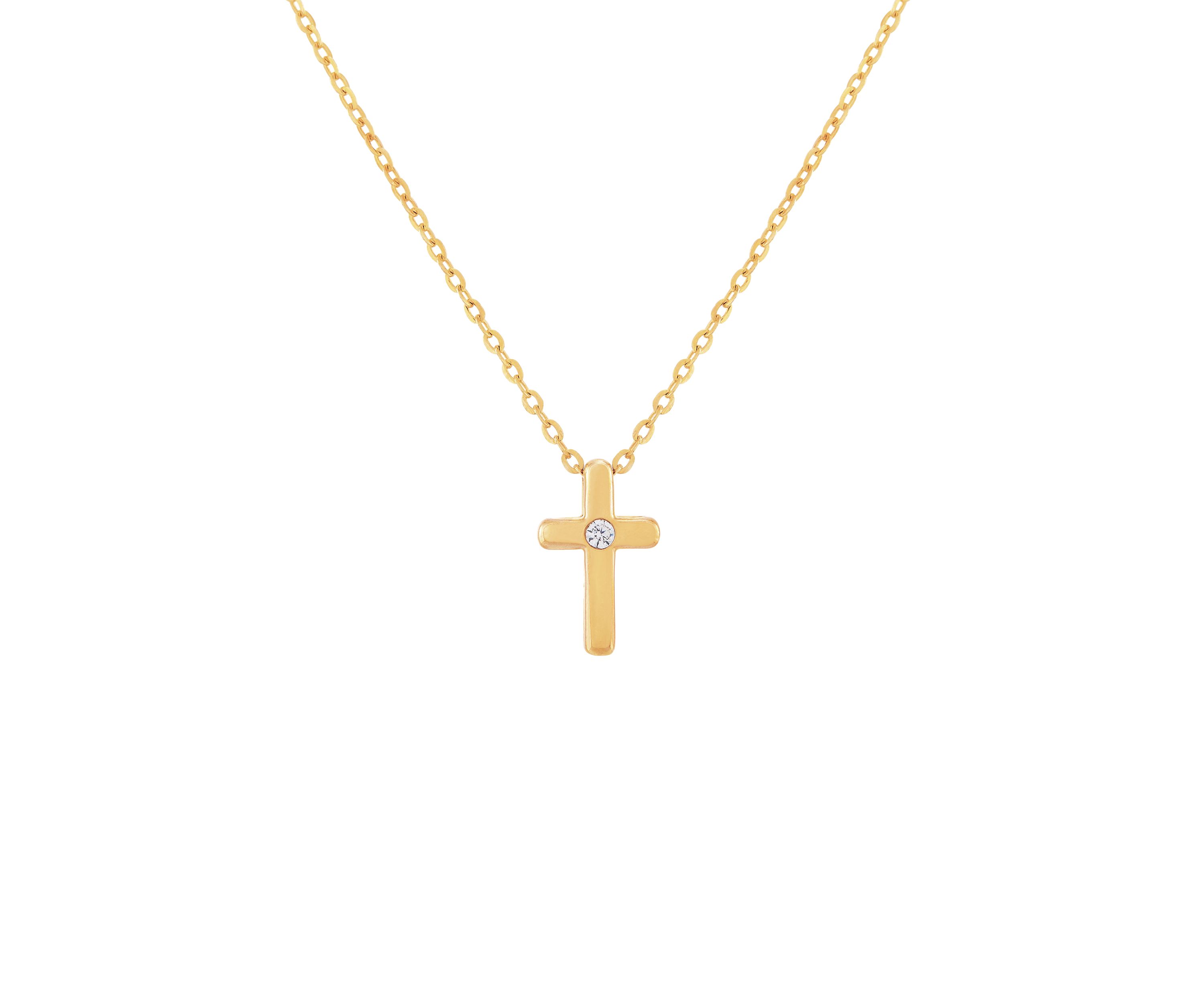 1/10 ct. t.w. Diamond Cross Pendant Necklace in 10K Yellow Gold