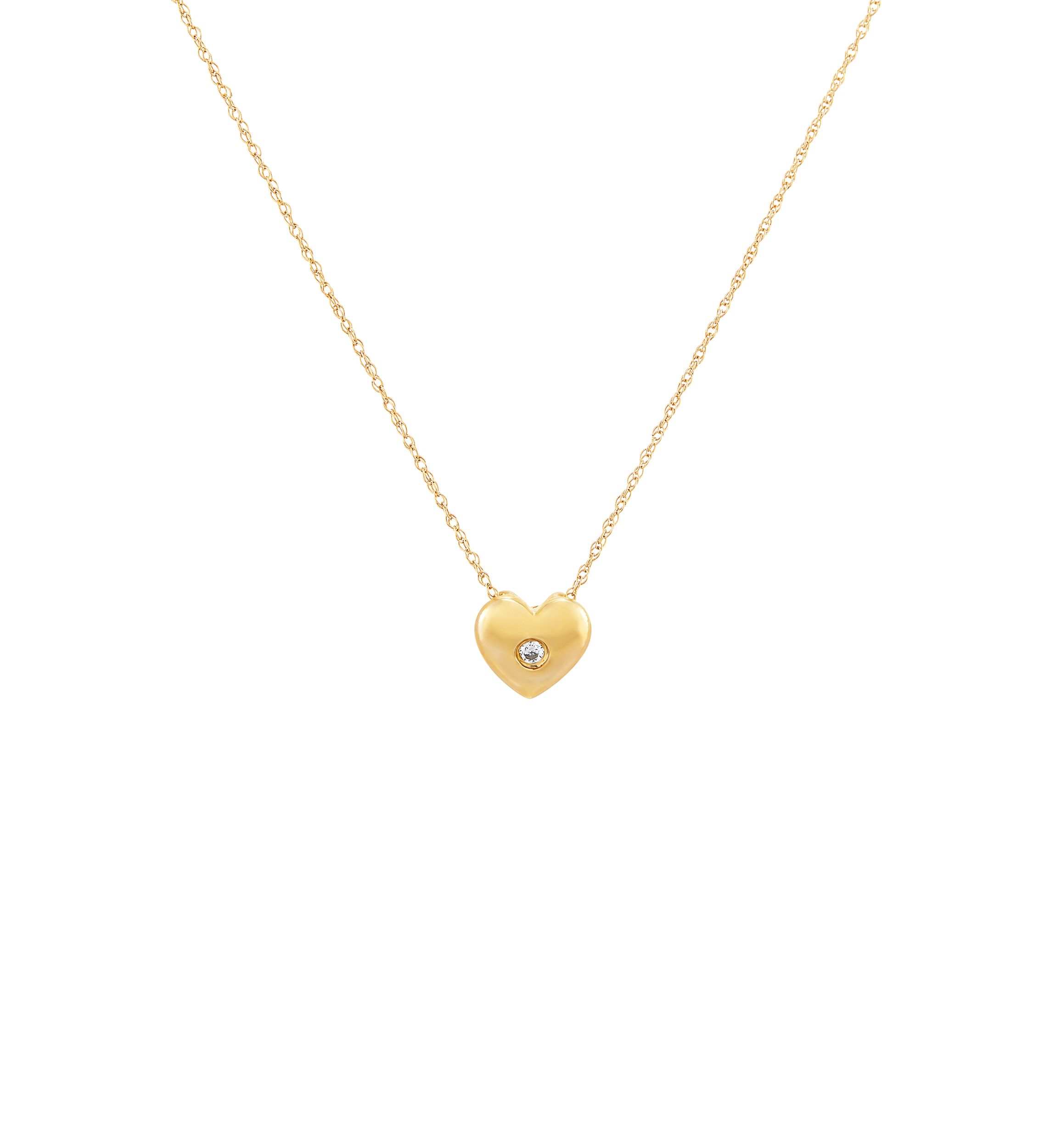  1/10 ct. t.w. Diamond Heart Pendant Necklace in 10K Yellow Gold 