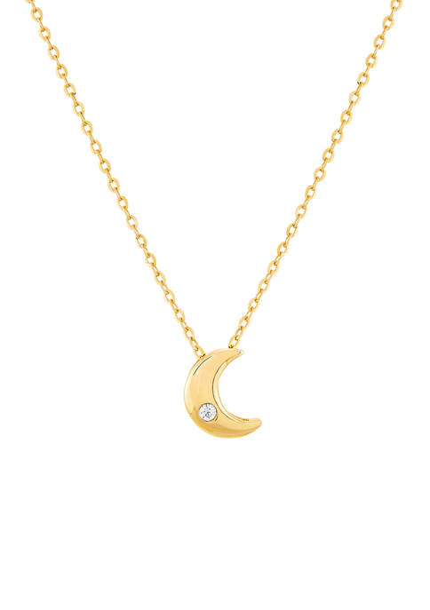 1/10 ct. t.w. Diamond Moon Pendant Necklace in 10K Yellow Gold 