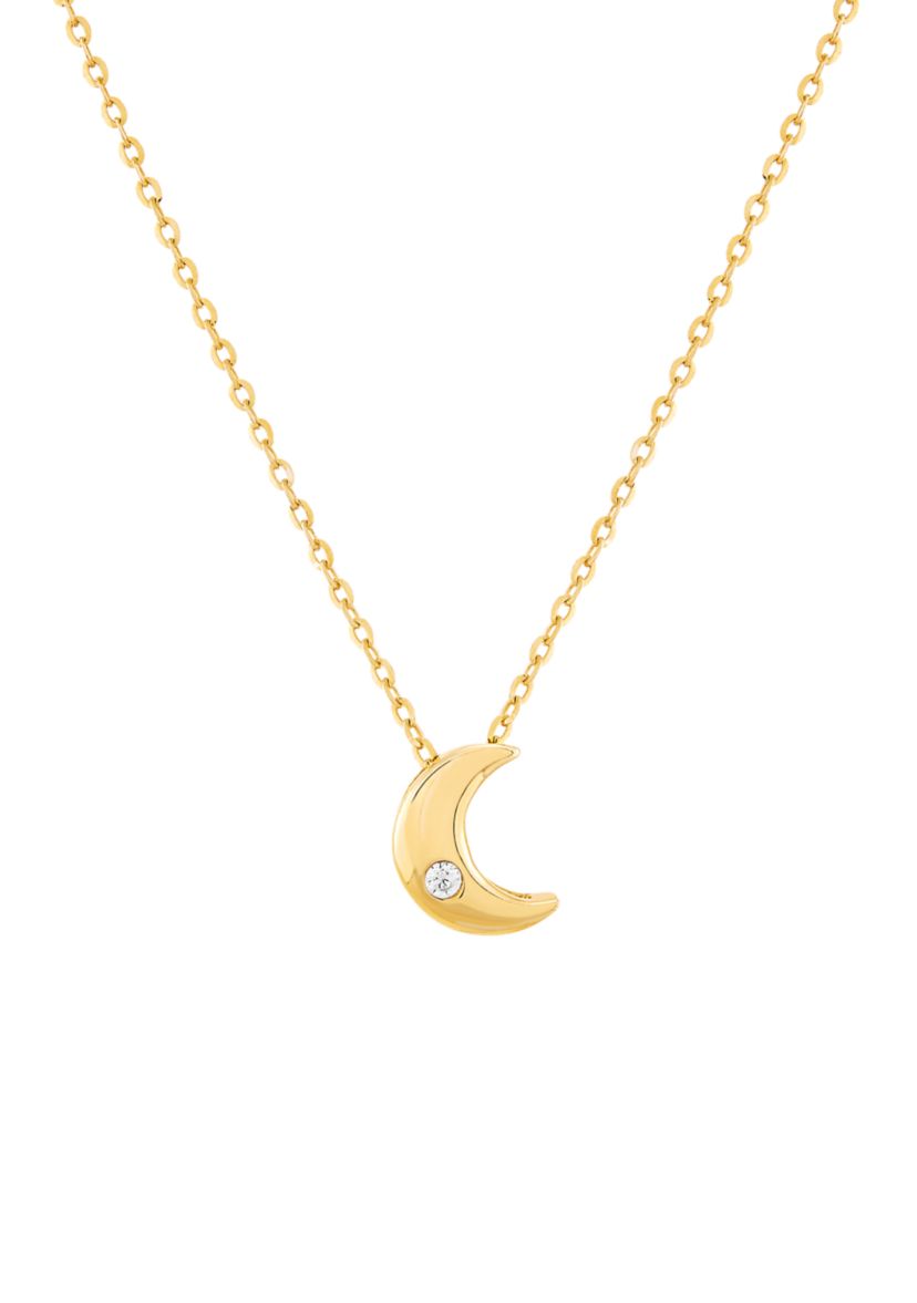 1/10 ct. t.w. Diamond Moon Pendant Necklace in 10K Yellow Gold 
