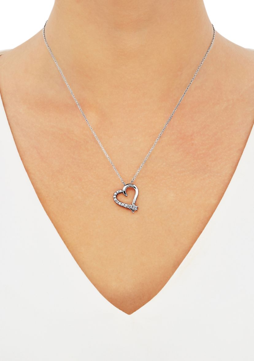 Grown With Love 1/2 ct. t.w. Lab Created Diamond Heart Pendant Necklace in Sterling Silver 