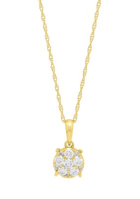 Belk & Co 1/3 Ct. T.w. Lab Created Diamond Round Drop Pendant Necklace With 18"" Rope Chain In 10K Yellow Gold