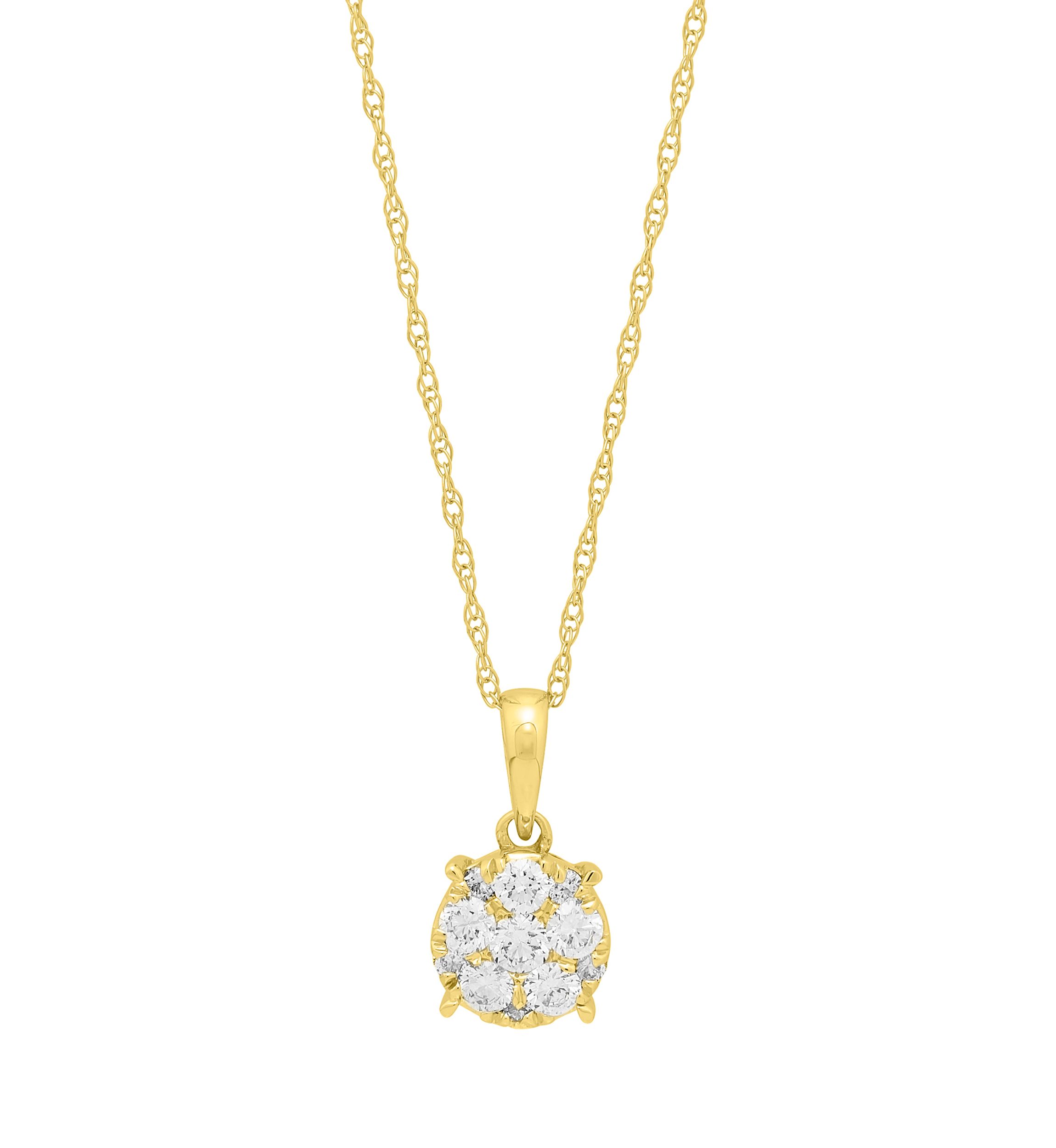 1/3 ct. t.w. Lab Created Diamond Round Drop Pendant Necklace with 18" Rope Chain in 10K Yellow Gold