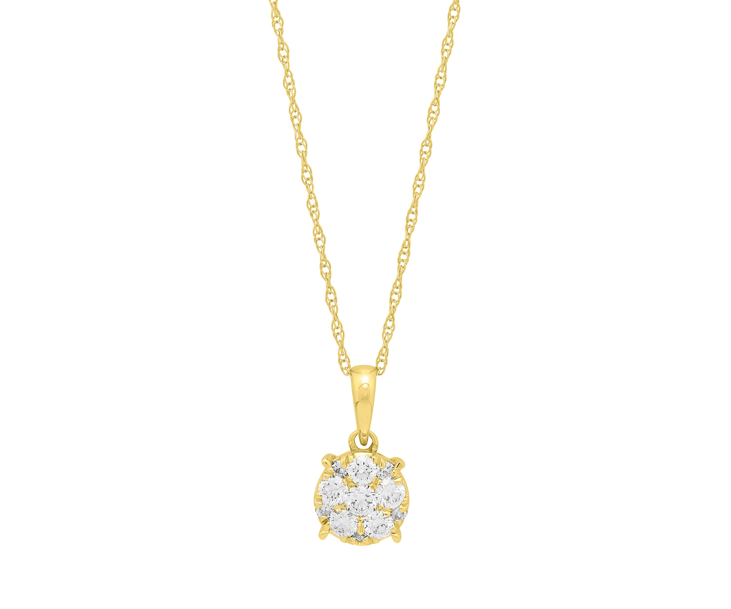 1/3 ct. t.w. Lab Created Diamond Round Drop Pendant Necklace with 18" Rope Chain in 10K Yellow Gold