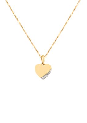 Belk & Co 1/10 Ct. T.w. Diamond Heart Pendant Necklace In 10K Yellow Gold