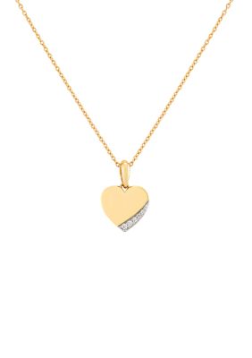 Belk & Co 1/10 ct. t.w. Diamond Heart Pendant Necklace in 10K Yellow Gold, 18 in -  0098087945420