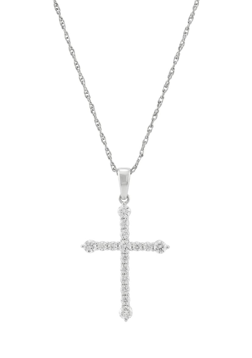  1/2 ct. t.w. Lab-Created Diamond Necklace in 10K White Gold with 18" Rope Chain