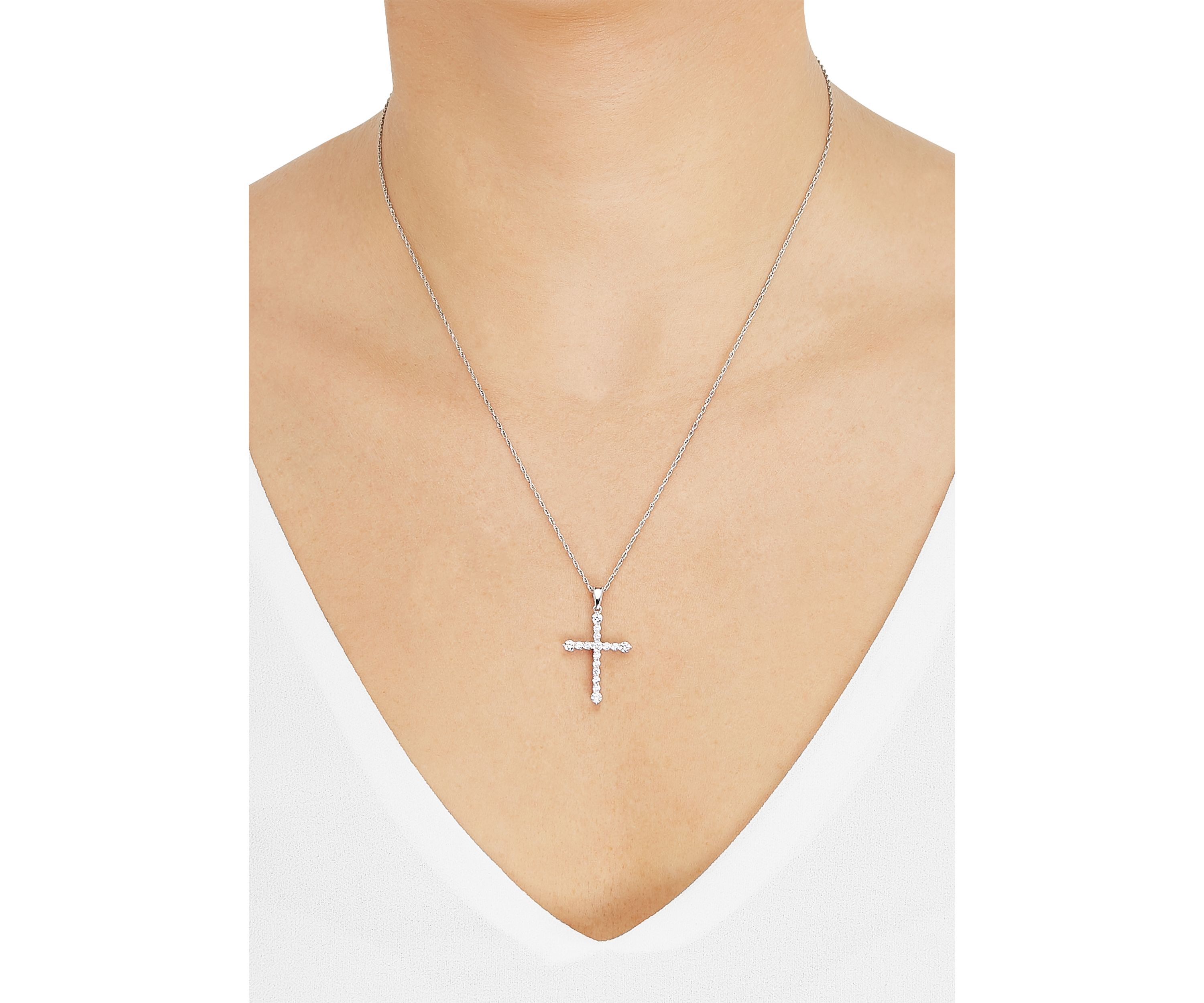  1/2 ct. t.w. Lab-Created Diamond Necklace in 10K White Gold with 18" Rope Chain