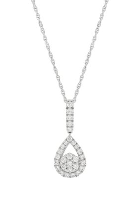 Belk & Co 1/2 Ct. T.w. Lab Created Diamond Drop Pendant Necklace With 18"" Cable Chain In Sterling Silver
