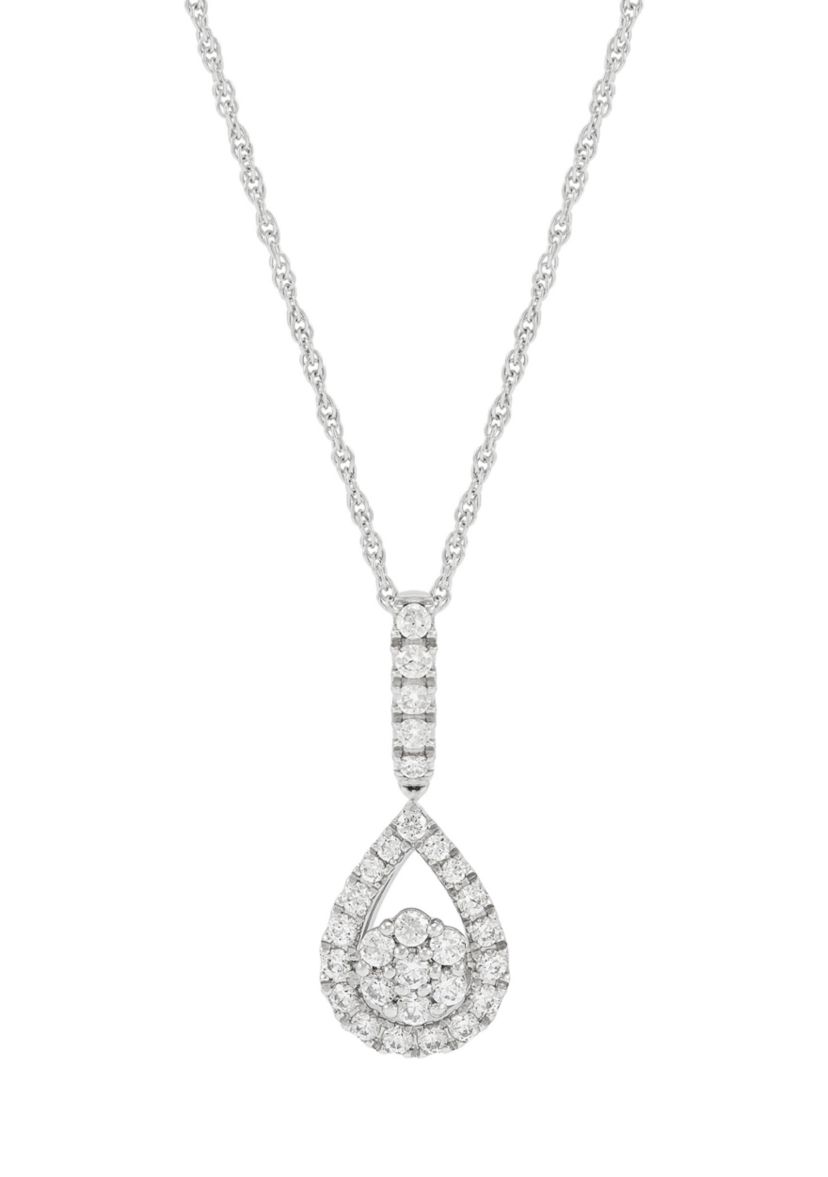 1/2 ct. t.w. Lab Created Diamond Drop Pendant Necklace with 18" Cable Chain in Sterling Silver