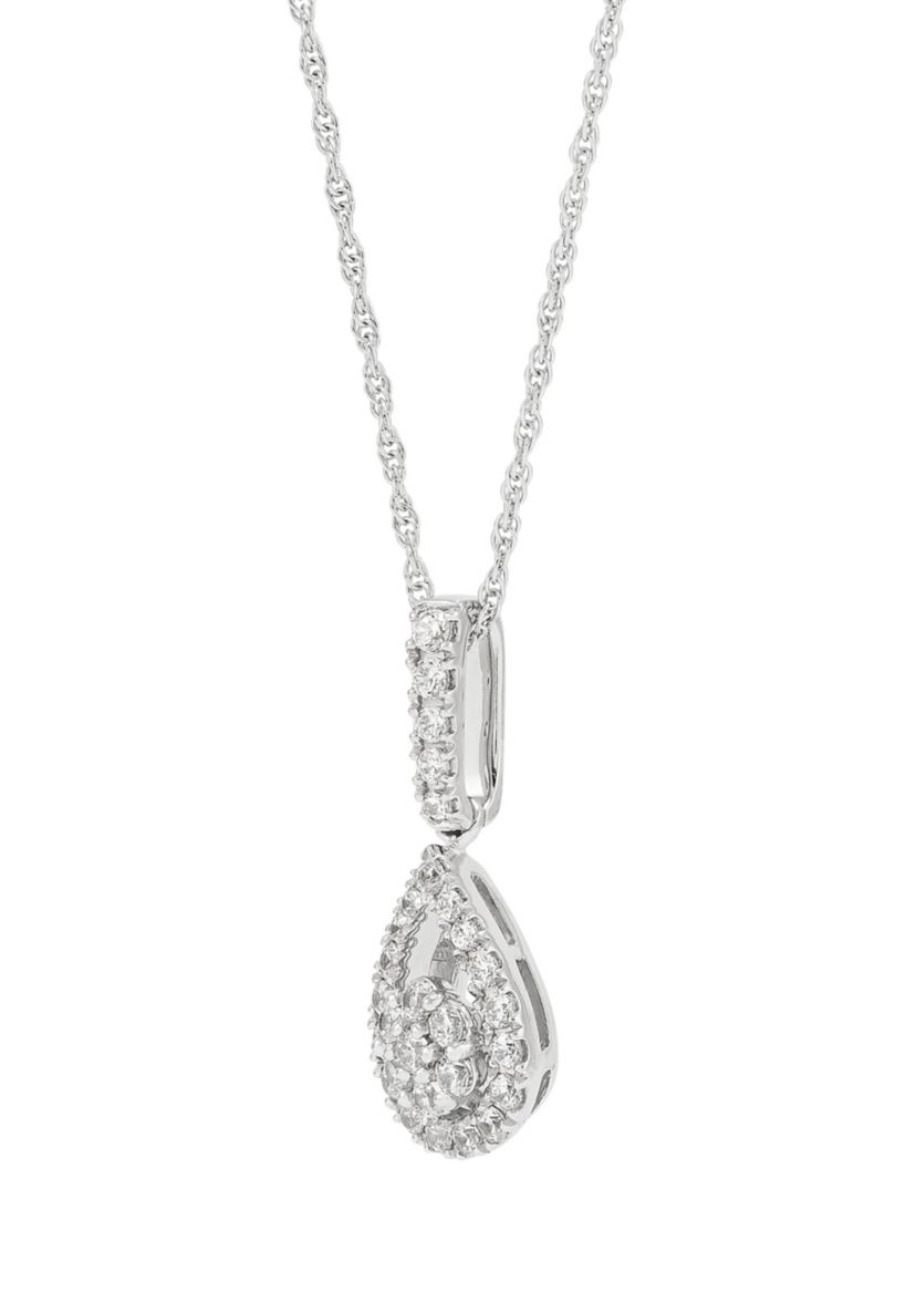 1/2 ct. t.w. Lab Created Diamond Drop Pendant Necklace with 18" Cable Chain in Sterling Silver