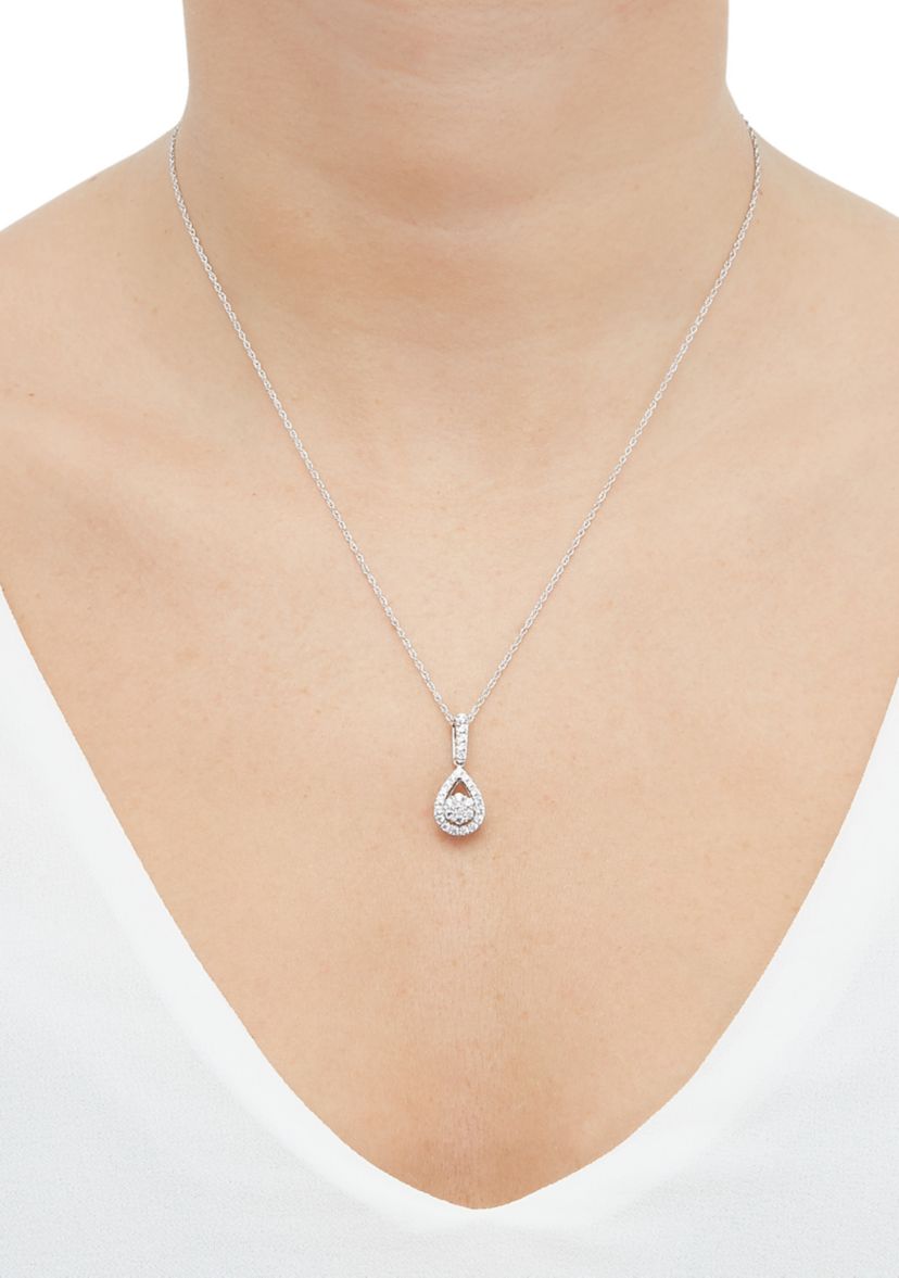 1/2 ct. t.w. Lab Created Diamond Drop Pendant Necklace with 18" Cable Chain in Sterling Silver
