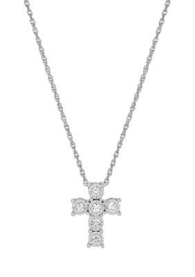 Belk & Co 1/3 Ct. T.w. Lab Created Diamond Cross Pendant Necklace With 18"" Cable Chain In Sterling Silver