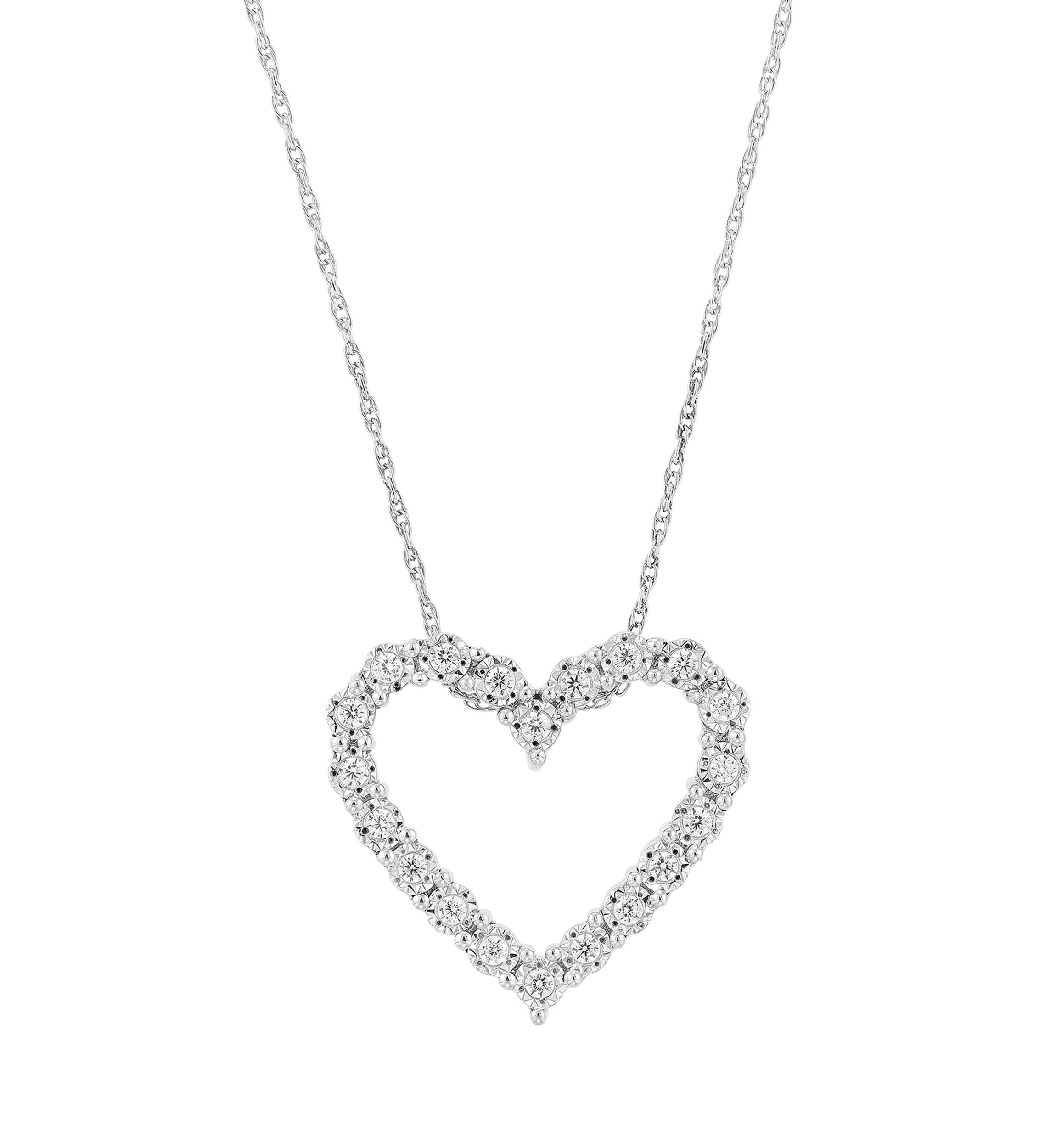 1/3 ct. t.w. Lab Created Diamond Heart Pendant Necklace with 18" Rope Chain in Sterling Silver