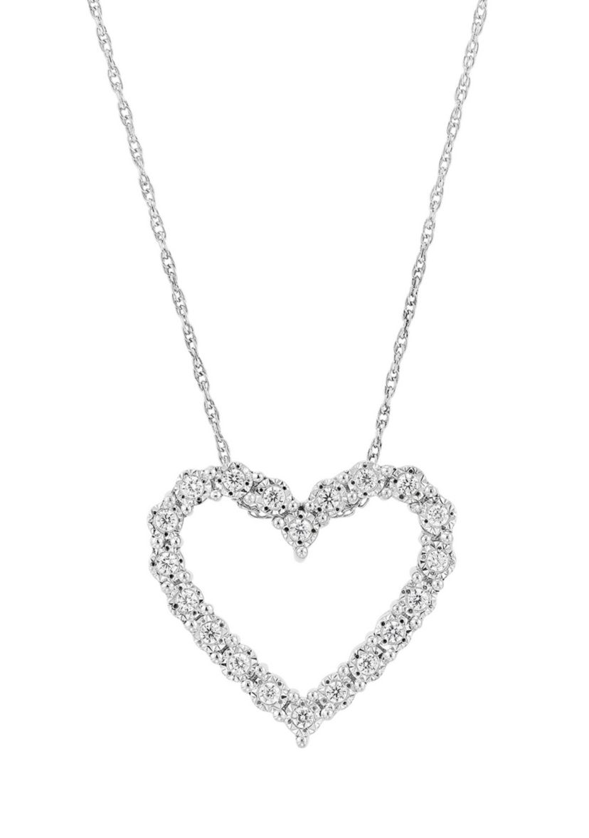 1/3 ct. t.w. Lab Created Diamond Heart Pendant Necklace with 18" Rope Chain in Sterling Silver
