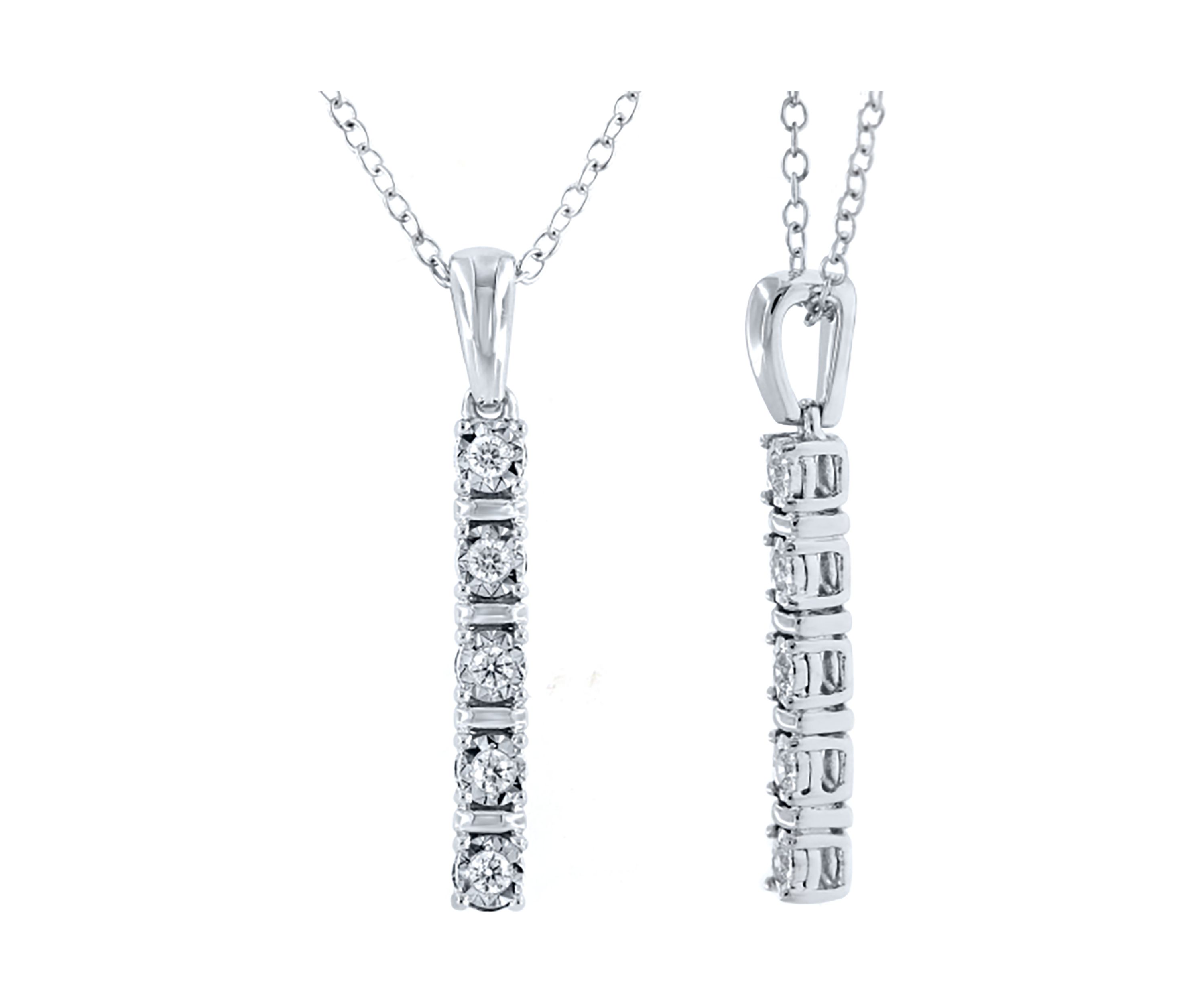 1/10 ct. t.w. Diamond Stick Pendant Necklace in Sterling Silver