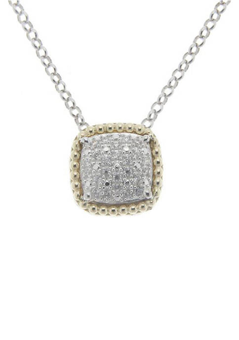 1/10 ct. t.w. Diamond Pendant with 20 Inch Rolo Chain in Sterling Silver and 14K Yellow Gold
