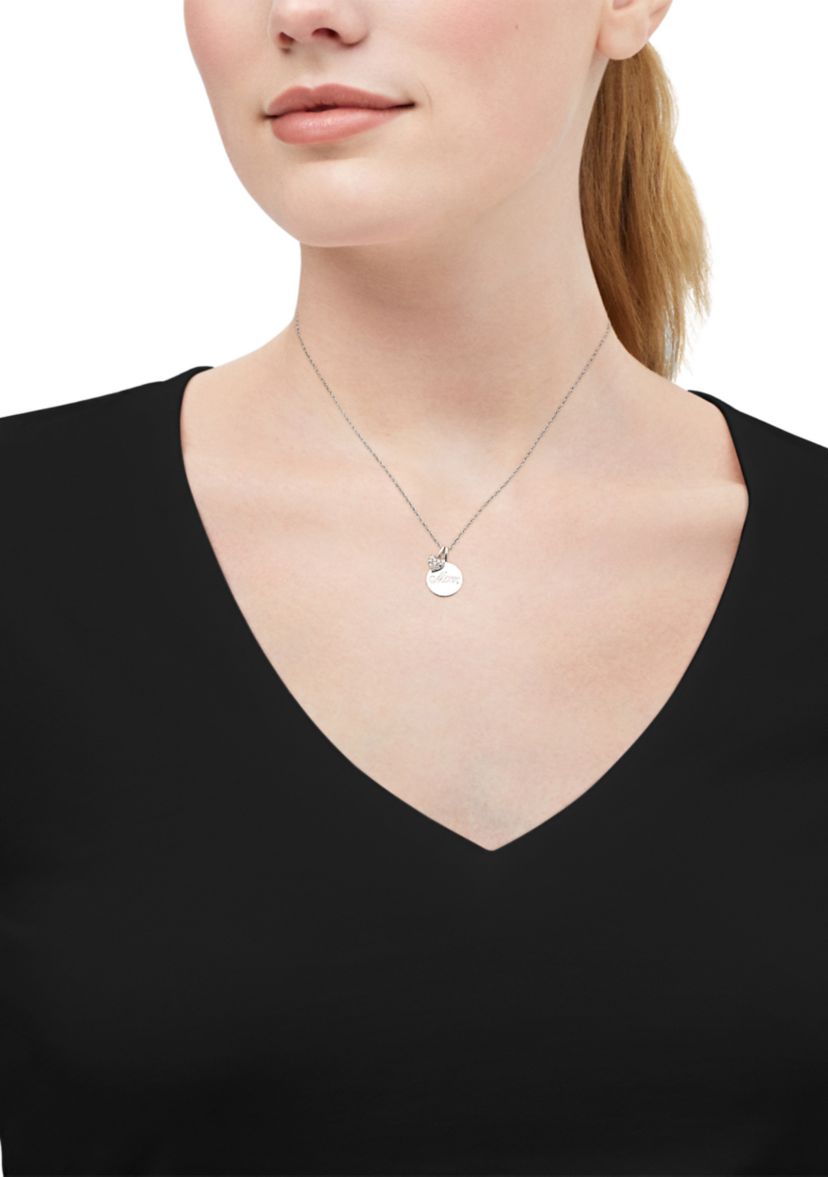 1/10 ct. t.w. Diamond Mom and Heart Pendant with 18" Rope Chain in Sterling Silver