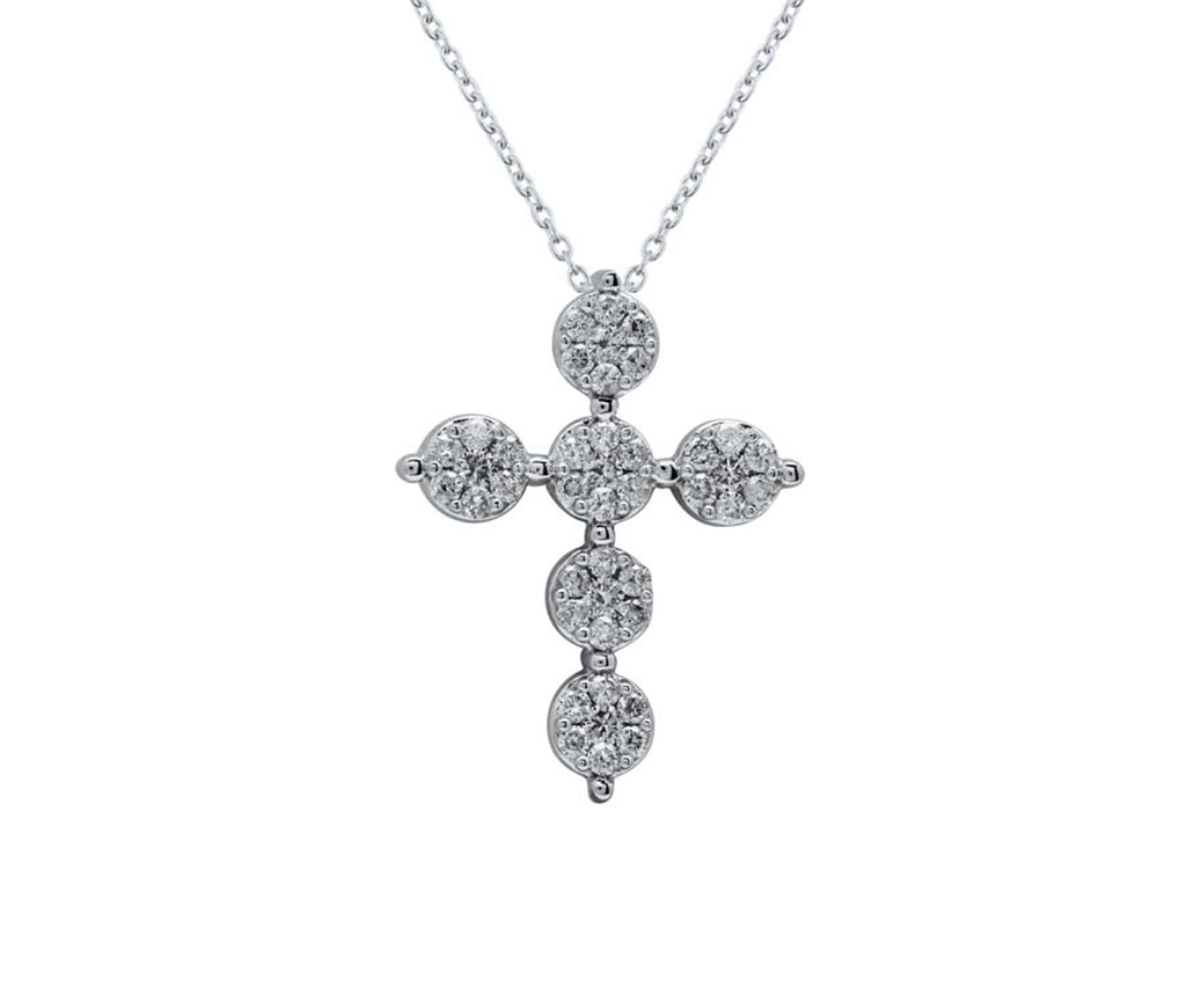 1/2 ct. t.w. Diamond Cross Necklace in 10K White Gold with 18" Cable Chain